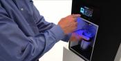 close up of man dispensing ice and water