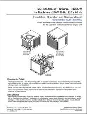 Maestro Plus MC_425A/W, MF_425A/W, _P425A/W Ice Machines - 230 V 50 Hz, 220 V 60 Hz serial number K39864 to L89952